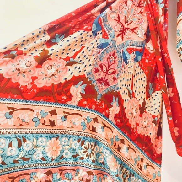 Lotus Print Ruby Kimono Dress/Gown - Picture 4 of 5